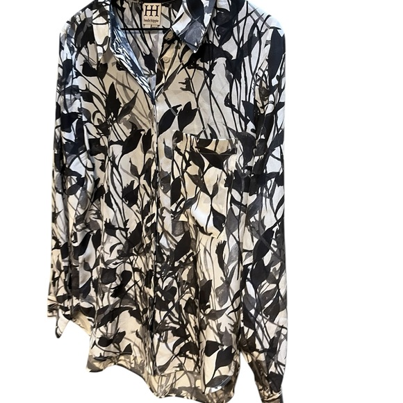 Haute Hippie hidden button collared blouse size large - Picture 6 of 9